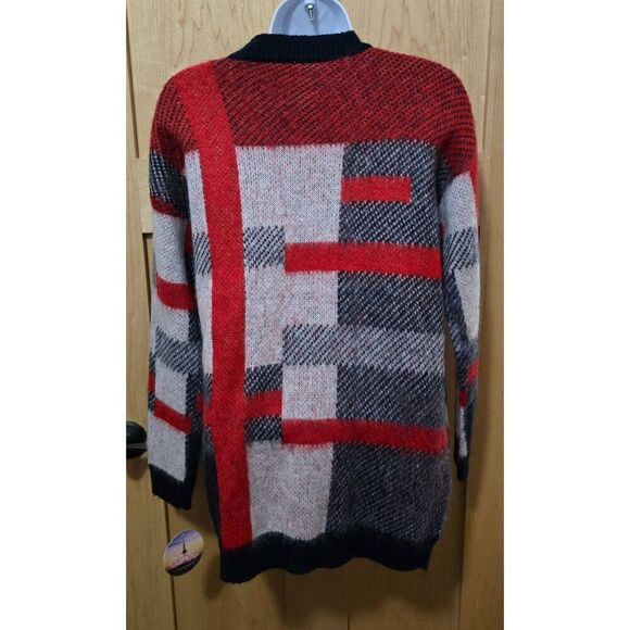 Love By Design Womens Sm Black/Red/Gray Patchwork Cardigan Sweater cabin core - Picture 5 of 6